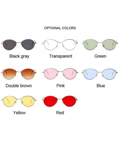 Oval Women Candy Colors Small Oval Sunglasses Metal Frame Female Sun Glasses Clear Pink Lens Shades UV400 - Clear - CS1999D2R...