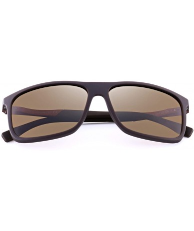 Rectangular Polarized Square Sunglasses for Men Sports Aluminum Legs O8132 - Brown - C618INUZ3XY $15.47