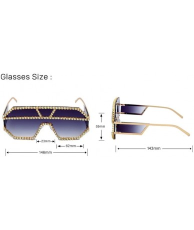 Sport Fashion Square Diamond Sunglasses Personality Luxury Metal Frame Rhinestone Glasses - 4 - CJ190EY7ZOY $37.18