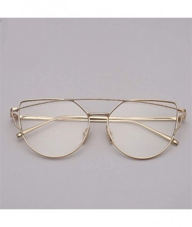 Cat Eye 2020 Cat Eye Sunglasses Women Vintage Metal Reflective Glasses for Women Mirror Retro (Color Gold White) - C4199EIOD8...
