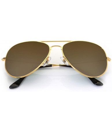 Aviator Classic Aviator Sunglasses for Women and Men UV Protection Metal Frame Sun Glasses - Brown - CT18Y537O08 $19.15