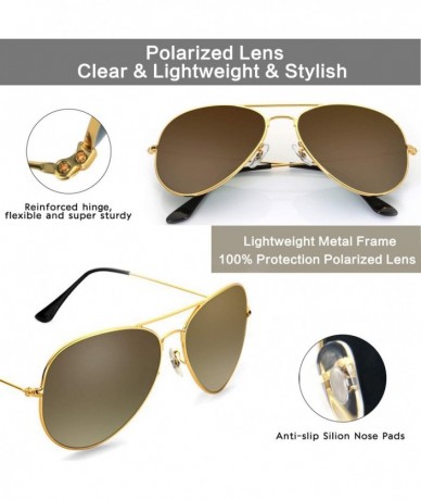 Aviator Classic Aviator Sunglasses for Women and Men UV Protection Metal Frame Sun Glasses - Brown - CT18Y537O08 $11.59
