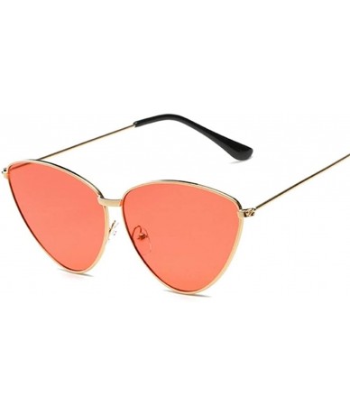 Round Women Metal Frame Cat Eye Sunglasses UV400 Mirror Sun Glasses Female Vintage Eyewear - Goldred - CX199QCA5T9 $10.54