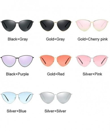Round Women Metal Frame Cat Eye Sunglasses UV400 Mirror Sun Glasses Female Vintage Eyewear - Goldred - CX199QCA5T9 $10.54