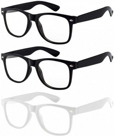 Rimless OWL - Non Prescription Glasses for Women and Men - Clear Lens - UV Protection - 2 Black + White (3 Pack) - CG11MYPR41...