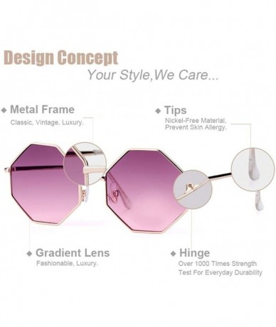 Aviator Fashion Sunglasses Women Brand Designer Metal Frame Polygon Clear Lens Purple - Rainbow Color - CH18YR286KH $8.49