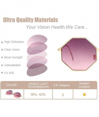 Aviator Fashion Sunglasses Women Brand Designer Metal Frame Polygon Clear Lens Purple - Rainbow Color - CH18YR286KH $8.49