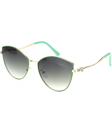 Cat Eye Womens Rhinestone Jewel Hinge Metal Rim Cat Eye Sunglasses - Green Smoke - CK18NWR6L6L $15.35