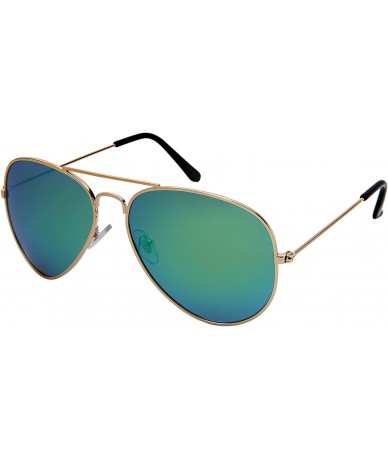 Aviator Classic Aviator Sunglasses Polarized Lens 25095A - 25095a-gold Frame/Green Mirrored Lens - CV18DY6GCZ0 $8.79