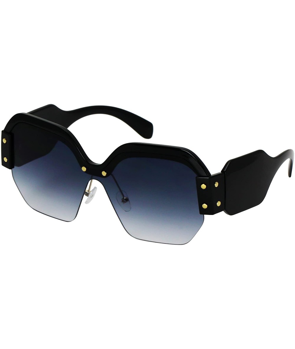 Oversized Large Oversized Ladies Women Sunglasses Trendy Candy Color Designer Half Frame Retro fashion - Black - C118Q6IUMN0 ...