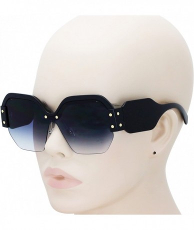 Oversized Large Oversized Ladies Women Sunglasses Trendy Candy Color Designer Half Frame Retro fashion - Black - C118Q6IUMN0 ...