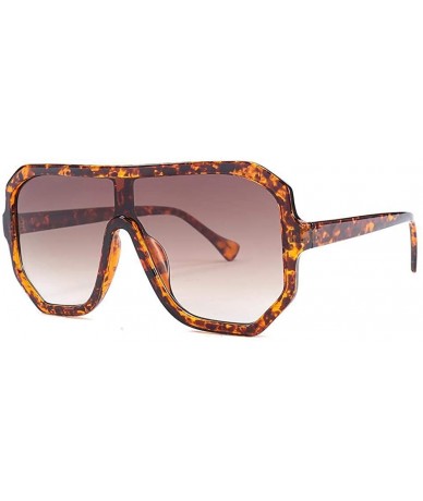 Oversized One Lens Oversized Square Sunglasses Men Women Fashion Shades C1 Black Black - C7 Leopard Tea - CC18YQN55IT $19.56