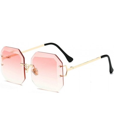 Square Rimless Sunglasses Vintage Diamond Designer - Pink - C918Q79OUEZ $10.22