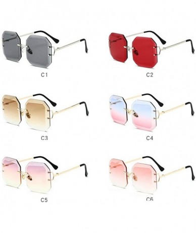 Square Rimless Sunglasses Vintage Diamond Designer - Pink - C918Q79OUEZ $10.22