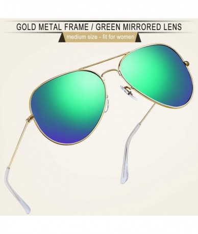 Aviator Aviator Sunglasses for Men Women - Metal Frame Military Style Sunglasses Polarized - 2 Pack (Green+green) - CU18X5LCT...