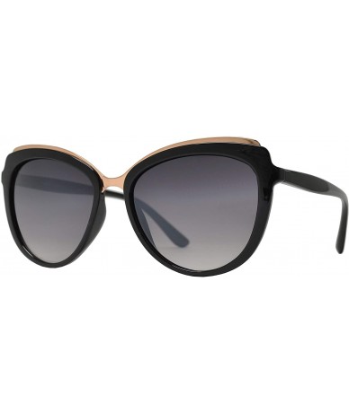 Square Fashion Eyelink - Round Oval Cateye Sunglasses for Women - UV Protection - Black - CX18DW8K0IZ $10.57