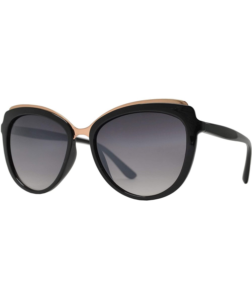Square Fashion Eyelink - Round Oval Cateye Sunglasses for Women - UV Protection - Black - CX18DW8K0IZ $24.44