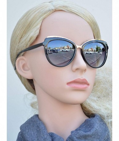 Square Fashion Eyelink - Round Oval Cateye Sunglasses for Women - UV Protection - Black - CX18DW8K0IZ $24.44