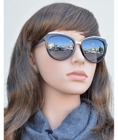 Square Fashion Eyelink - Round Oval Cateye Sunglasses for Women - UV Protection - Black - CX18DW8K0IZ $24.44