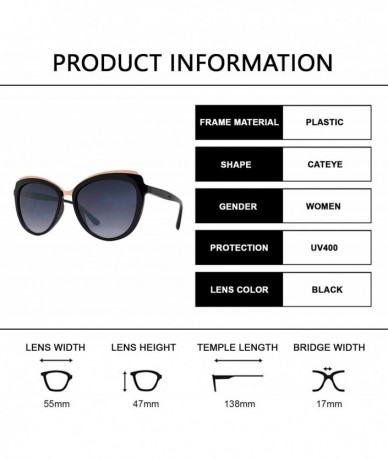 Square Fashion Eyelink - Round Oval Cateye Sunglasses for Women - UV Protection - Black - CX18DW8K0IZ $24.44