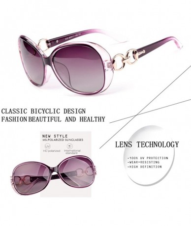 Round Luxury Women Polarized Sunglasses Retro Eyewear Oversized Goggles Eyeglasses - Transparent Frame Purple Lens - CZ12I692...