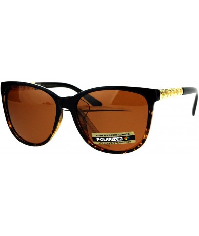 Butterfly Polarized Lens Floral Metal Jewel Arm Large Cat Eye Womens Sunglasses - Black Tortoise Brown - C917YNRXOGD $23.29