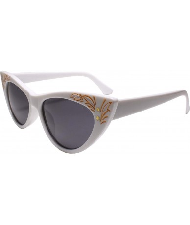 Cat Eye Classy Elegant Exotic Retro Fashion Cat Eye Chic Sunglasses Pointy - White - CE1970497WM $15.30