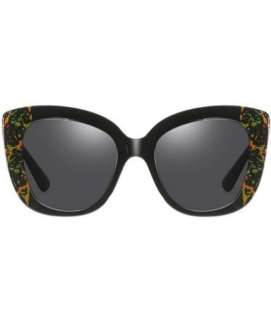 Oversized Large Sunglasses Oversized Cateye Polarized Fashion Eyewear 100% UV Protection - Black Colorful - CF190R6II5L $27.57