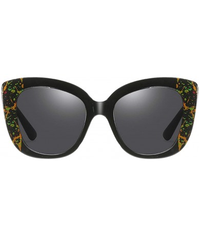 Oversized Large Sunglasses Oversized Cateye Polarized Fashion Eyewear 100% UV Protection - Black Colorful - CF190R6II5L $13.60