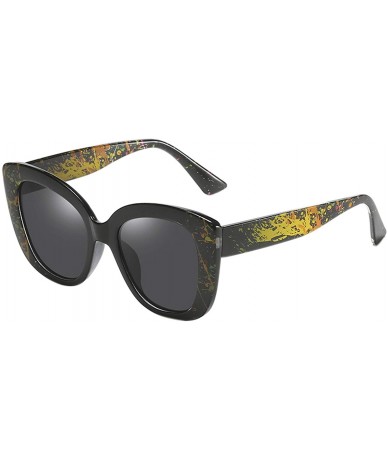 Oversized Large Sunglasses Oversized Cateye Polarized Fashion Eyewear 100% UV Protection - Black Colorful - CF190R6II5L $13.60