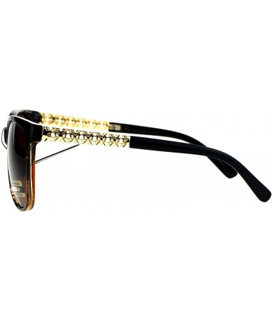 Butterfly Polarized Lens Floral Metal Jewel Arm Large Cat Eye Womens Sunglasses - Black Tortoise Brown - C917YNRXOGD $12.27