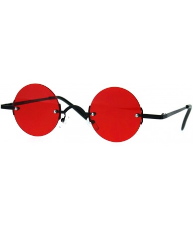 Round Small Round Circle Color Lens Rimless Sunglasses Wide Frame Narrow Lens - Black (Red) - CW188LCM3R2 $9.95