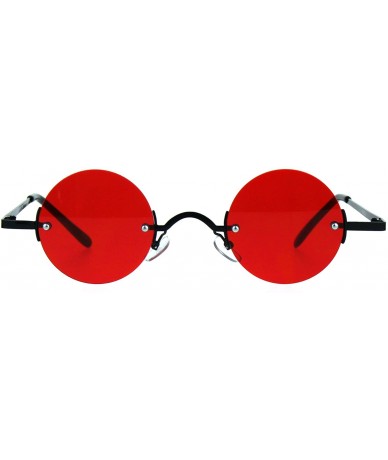 Round Small Round Circle Color Lens Rimless Sunglasses Wide Frame Narrow Lens - Black (Red) - CW188LCM3R2 $9.95