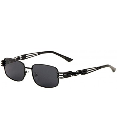 Rectangular Flat Rectangular Lens Metal Cut Spring Temple Sunglasses - Black - CP197U66O96 $14.32