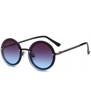 Round Fashion Round Sunglasses Lady Vintage Metal Frame Gradient Sun Glasses UV400 - C6 - CB18RKGHASD $13.51