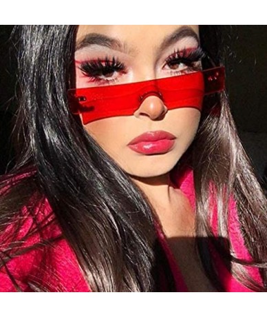 Rectangular Sunglasses Women Luxury Designer Red Pink Clear Small Lens Personality Sun Glasses Shades - 5 - C918Y8ZTC2Q $21.24