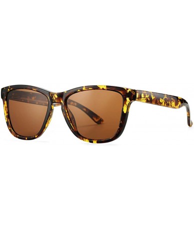 Square Polarized Sunglasses for Women Men - Classic Vintage Square Sun Glasses - E tortoise Shell Frame/Brown Lens - CD194YAT...