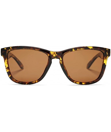 Square Polarized Sunglasses for Women Men - Classic Vintage Square Sun Glasses - E tortoise Shell Frame/Brown Lens - CD194YAT...