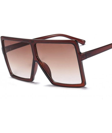 Square Women Oversized Square Sun Glasses Shades UV400 Ladies Goggles Sunglasses - Brown - C718U34H9H8 $35.55