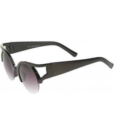 Cat Eye Women's Bold Round Lens Half Frame Cutout Cat Eye Sunglasses 50mm - Black / Lavender - CM12J346T4L $11.01