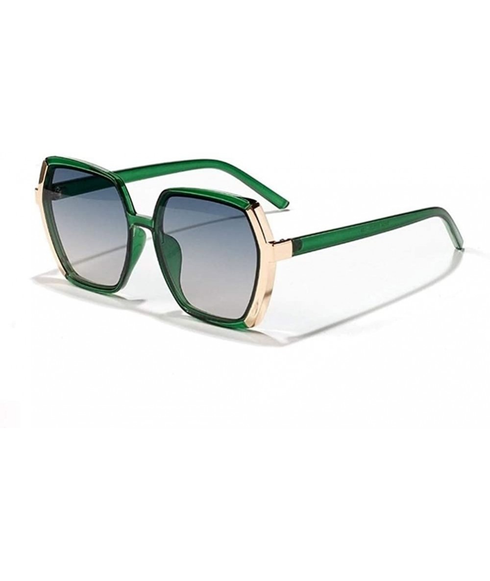 Oversized Polygon Square Oversized Sunglasses for Women Featured Frame Eyewear UV400 - C4 Green - CD1902WEXYG $14.08