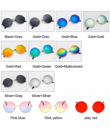 Goggle Women Round Sunglasses Red Yellow Blue Clear Shades MultiColor Gradient Mirror FeDesigner Vintage Sun Glasses - CX199C...