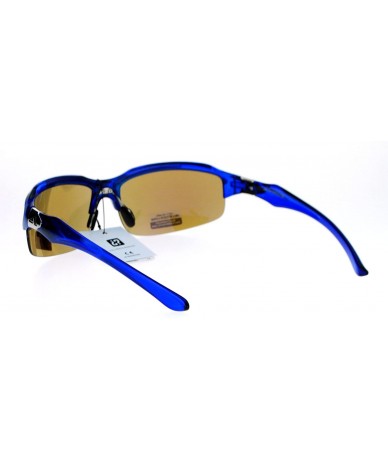 Sport Arctic Blue Bluetech Mirrored Lens Baseball Half Rim Sport Sunglasses - Silver Blue - CH12MYK5444 $9.11