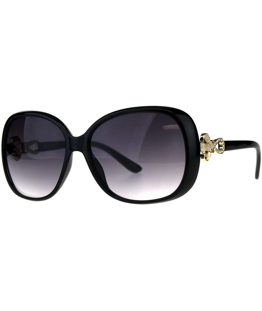 Square Womens Square Frame Sunglasses Classy Elegant Rhinestone Design - Black (Smoke) - CZ18DIS8Z0T $12.70