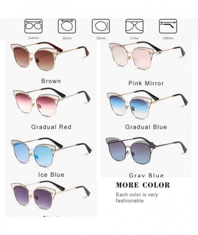 Cat Eye Sunglasses for Women UV400 Protection Fishing and Driving Metal Lace Frame Cat Eye Sunglasses - Gray Blue - CT18WU5S0...