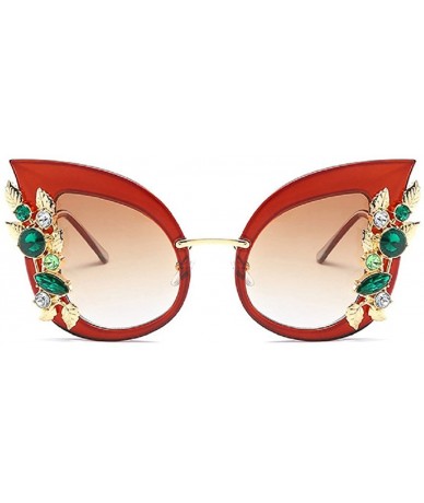 Oversized Luxury Sunglasses Women Inlaid Rhinestone Retro Sun Glasses - 3 - CP185ETLLWW $17.91