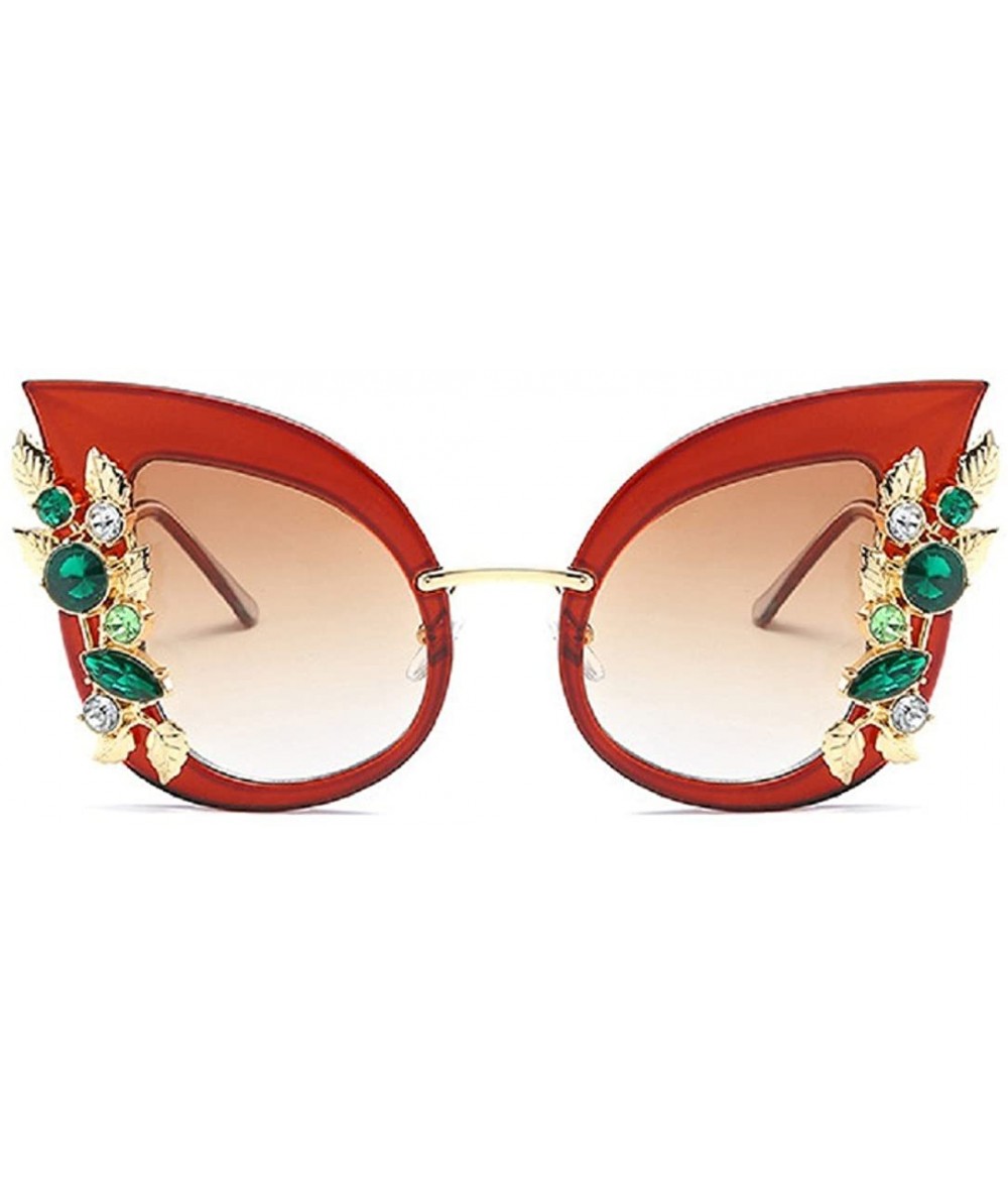 Oversized Luxury Sunglasses Women Inlaid Rhinestone Retro Sun Glasses - 3 - CP185ETLLWW $8.34