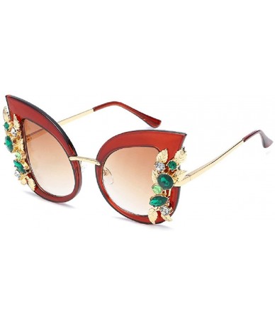 Oversized Luxury Sunglasses Women Inlaid Rhinestone Retro Sun Glasses - 3 - CP185ETLLWW $8.34