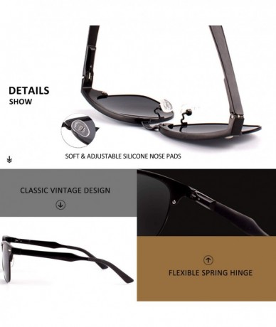 Sport Classic Polarized Semi Rimless Al-Mg Metal Alloy Sunglasses for Men Women - Silver Frame/Blue Lens-mirrored - CI18N00RE...