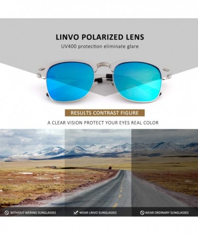 Sport Classic Polarized Semi Rimless Al-Mg Metal Alloy Sunglasses for Men Women - Silver Frame/Blue Lens-mirrored - CI18N00RE...